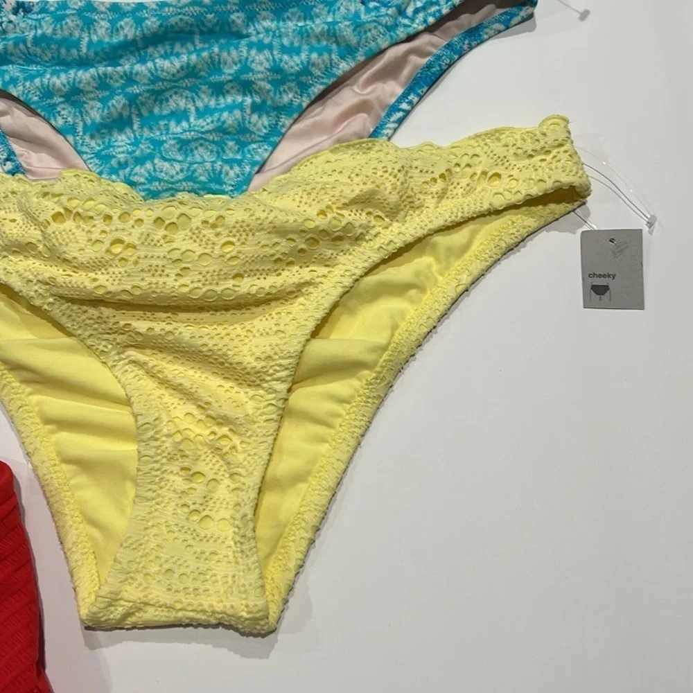 Bikini Swim bundle of 3 pairs bottoms red blue yellow XL new